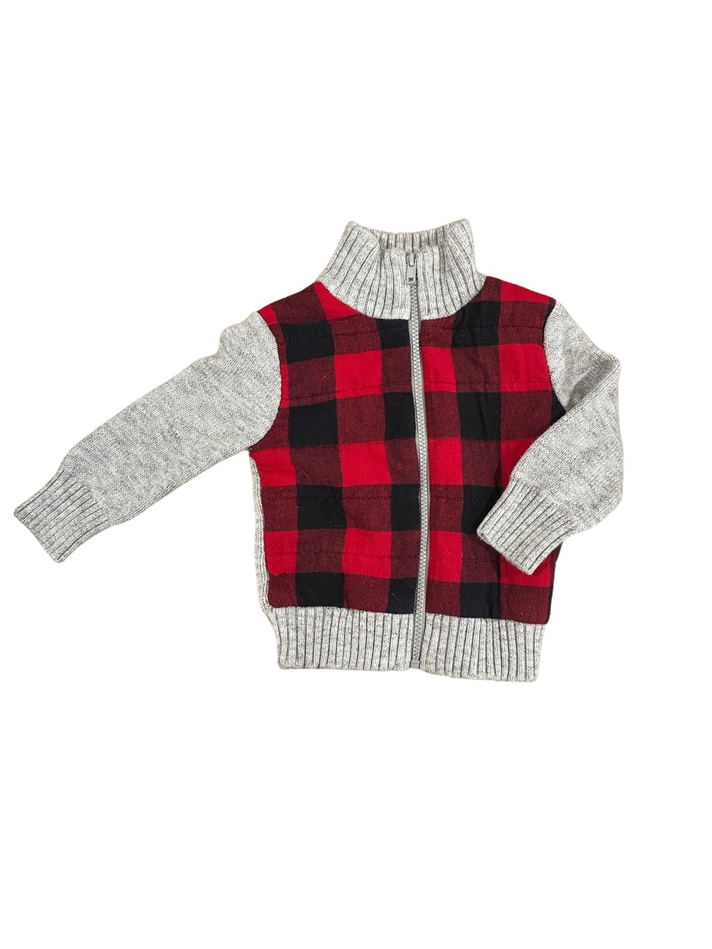Cat & Jack Red and Black Buffalo Plaid Zip Cardigan